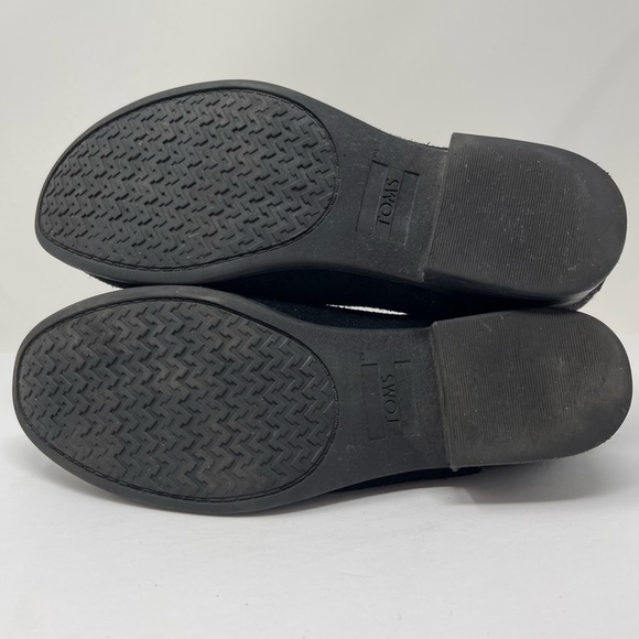 Toms Boots Womens 8.5 Loren Black Suede Leather Grey Wool Ankles Side Zip Bootie - Picture 8 of 15